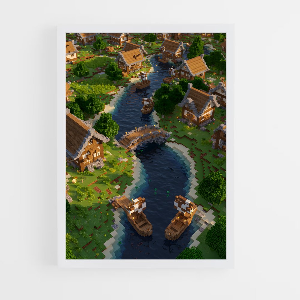 Poster Le Village de l'Aventure – affiche Minecraft (vue 3)